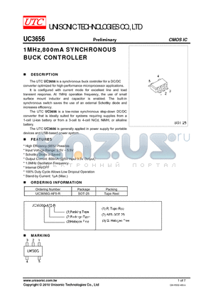 UC3656 datasheet - 1MHz,800mA SYNCHRONOUS BUCK CONTROLLER