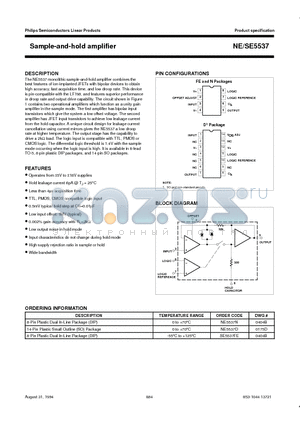 SE5537 datasheet - Sample-and-hold amplifier