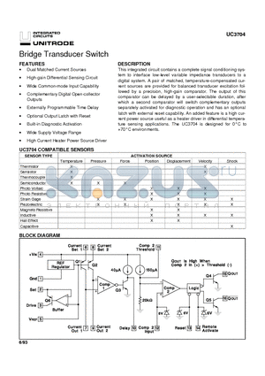 UC3704 datasheet - Bridge Transducer Switch