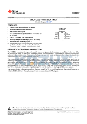 SE555-SP datasheet - QML CLASS V PRECISION TIMER