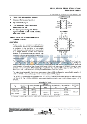 SE555CJG datasheet - PRECISION TIMERS SE555C FROM TI IS NOT RECOMMENDED FOR NEW DESIGNS