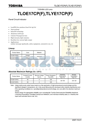 TLYE17CP datasheet - Panel Circuit Indicator