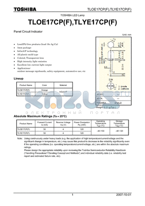 TLYE17CPF datasheet - Panel Circuit Indicator