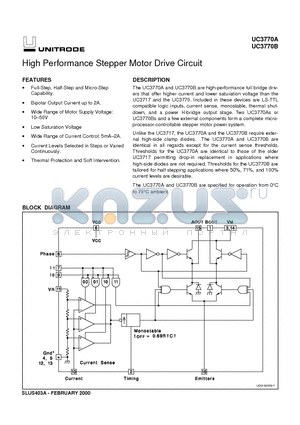UC3770A datasheet - High Performance Stepper Motor Drive Circuit