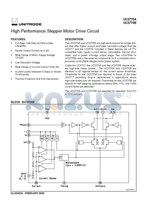 UC3770B datasheet - High Performance Stepper Motor Drive Circuit