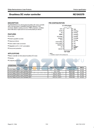 SE5570 datasheet - Brushless DC motor controller