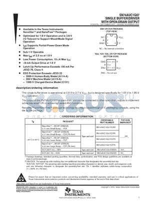SN74AUC1G07YEAR datasheet - SINGLE BUFFER /DRIVER WITH OPEN - DRAIN OUTPUT