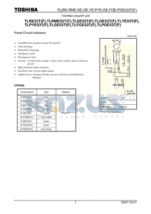 TLYE53TF datasheet - Panel Circuit Indicators