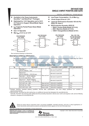 SN74AUC1G08 datasheet - SINGLE 2-INPUT POSITIVE-AND GATE