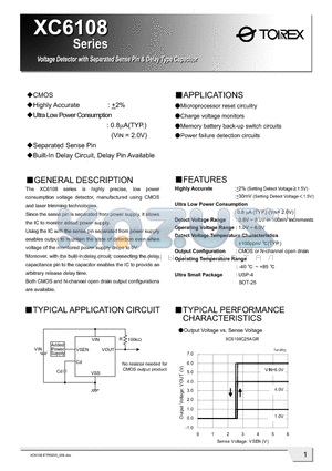 XC6108C18AGL datasheet - Voltage Detector with Separated Sense Pin and Delay Type Capacitor