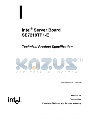 SE7210TP1-E datasheet - Intel^ Server Board Technical Product Specification