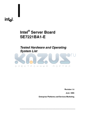 SE7221BA1-E datasheet - Tested Hardware and Operating System List