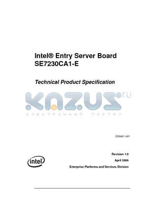 SE7230CA1-E datasheet - Entry Server Board