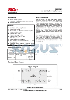 SE7351L-AK3 datasheet - 3.3-3.8 GHz Front-End Transceiver