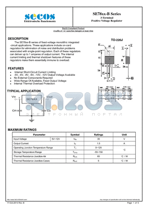 SE7805 datasheet - 3-Terminal Positive Voltage Regulator