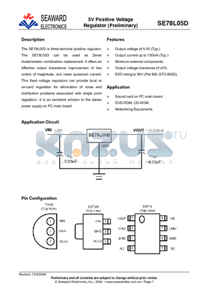 SE78L05D datasheet - 5V Positive Voltage Regulator