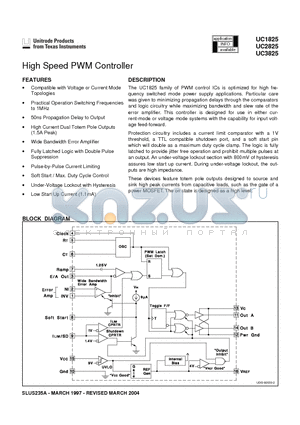 UC3825QTR datasheet - High Speed PWM Controller