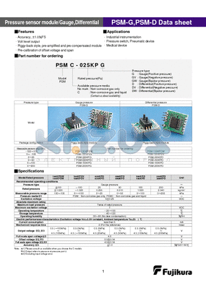 PSM-025KPD datasheet - Pressure sensor module/Gauge,Differential