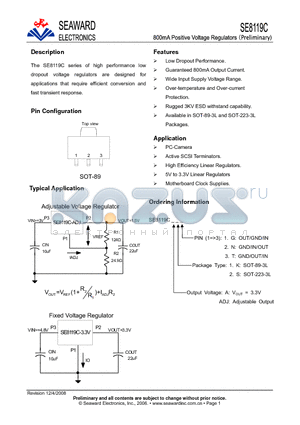 SE8119C datasheet - 800mA Positive Voltage Regulators