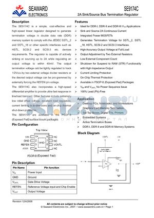 SE9174C datasheet - 2A Sink/Source Bus Termination Regulator