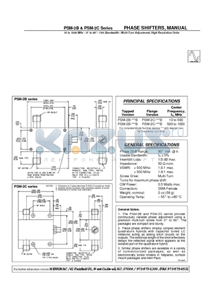 PSM-2B-10B datasheet - PHASE SHIFTERS, MANUAL