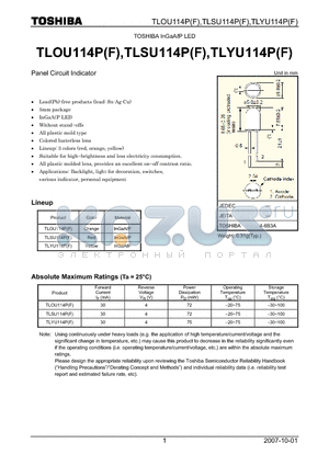 TLYU114PF datasheet - Panel Circuit Indicator