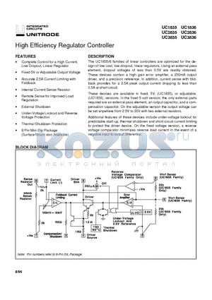 UC3836 datasheet - High Efficiency Regulator Controller