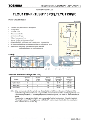 TLYU113P datasheet - Panel Circuit Indicator