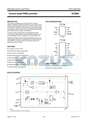 UC3842 datasheet - Current-mode PWM controller