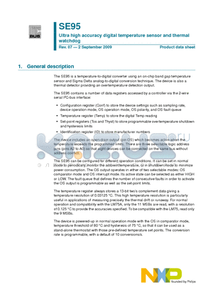 SE95U datasheet - Ultra high accuracy digital temperature sensor and thermal watchdog