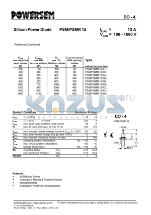 PSM12 datasheet - Silicon Power Diode