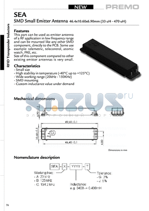 SEA-B-0734J datasheet - SMD Small Emitter Antenna