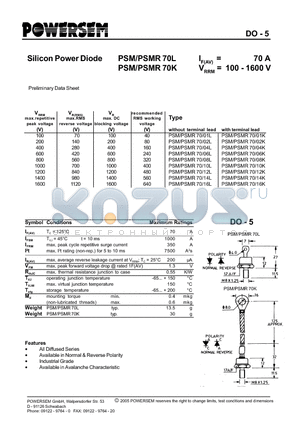 PSM70L datasheet - Silicon Power Diode