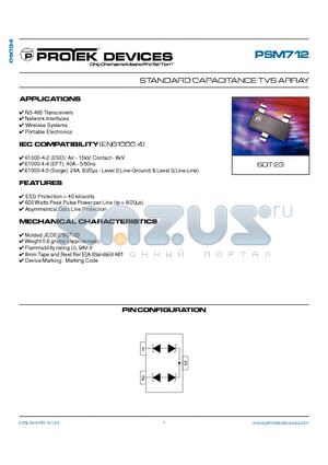 PSM712 datasheet - STANDARD CAPACITANCE TVS ARRAY