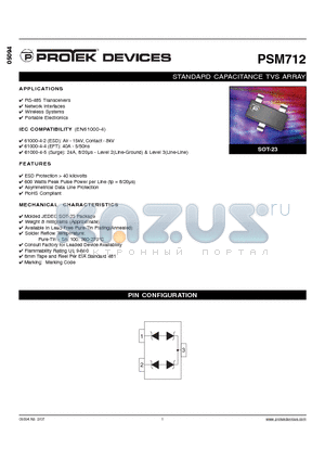 PSM712-LF-T13 datasheet - STANDARD CAPACITANCE TVS ARRAY