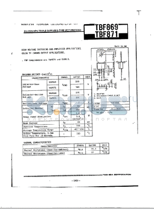 TBF871 datasheet - HIGH VOLTAGE SWITCHING AND AMPLIFIER APPLICATIONS