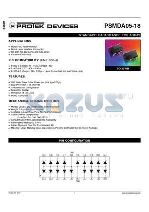 PSMDA05-18-T13 datasheet - STANDARD CAPACITANCE TVS ARRAY