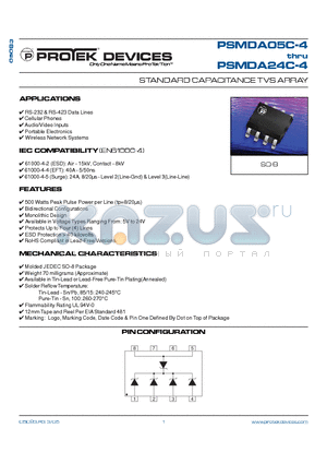 PSMDA05C-4 datasheet - STANDARD CAPACITANCE TVS ARRAY