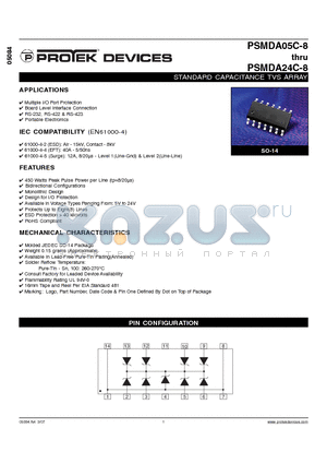 PSMDA05C-8 datasheet - STANDARD CAPACITANCE TVS ARRAY