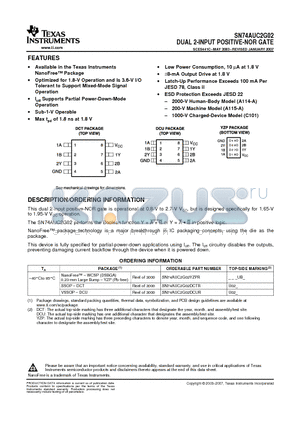 SN74AUC2G02DCTR datasheet - DUAL 2-INPUT POSITIVE-NOR GATE