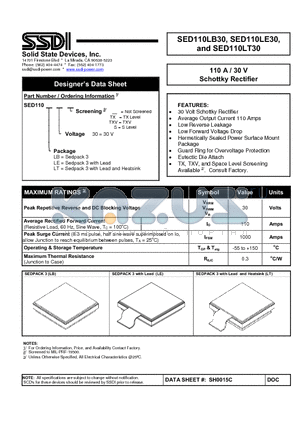 SED110LB30 datasheet - Schottky Rectifier