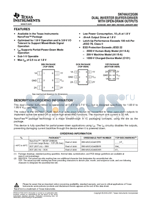 SN74AUC2G06DBVRG4 datasheet - DUAL INVERTER BUFFER/DRIVER WITH OPEN-DRAIN OUTPUTS