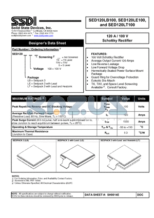 SED120LB100 datasheet - Schottky Rectifier