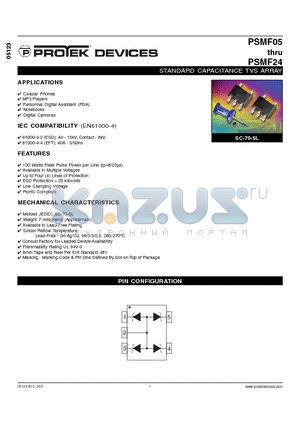 PSMF05 datasheet - STANDARD CAPACITANCE TVS ARRAY