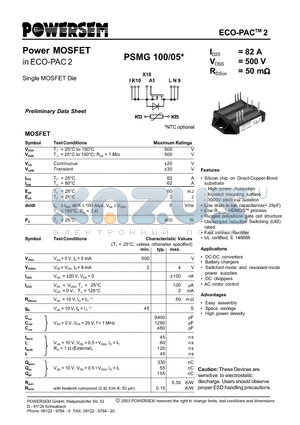 PSMG100-05 datasheet - Power MOSFET