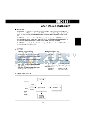 SED1351 datasheet - GRAPHICS LCD CONTROLLER