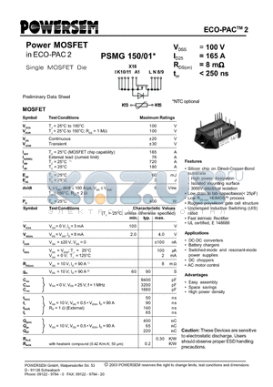PSMG150/01 datasheet - Power MOSFET