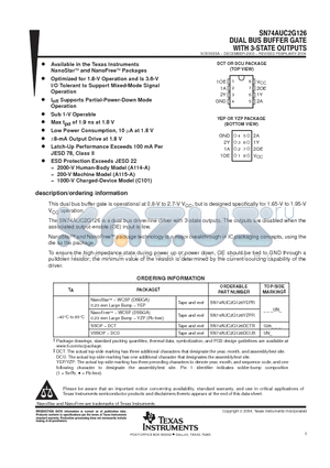 SN74AUC2G126DCUR datasheet - DUAL BUS BUFFER GATE WITH 3-STATE OUTPUTS