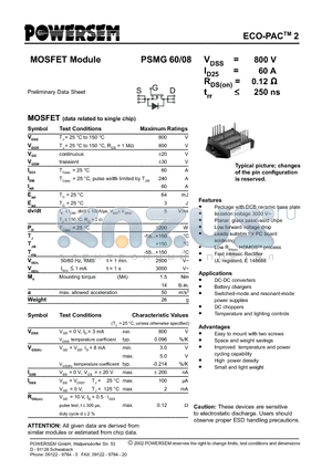 PSMG60-08 datasheet - MOSFET Module