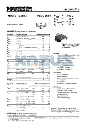 PSMG60/08 datasheet - MOSFET Module